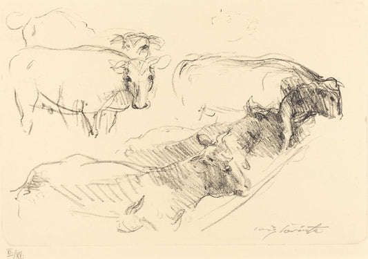 Cows (Kühe) by Lovis Corinth (German, 1858 - 1925), 16X12"(A3)Poster Print
