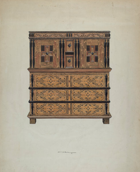 Cupboard with Drawers by Harold Merriam (American, 1910 - 2002), 16X12"(A3)Poster Print