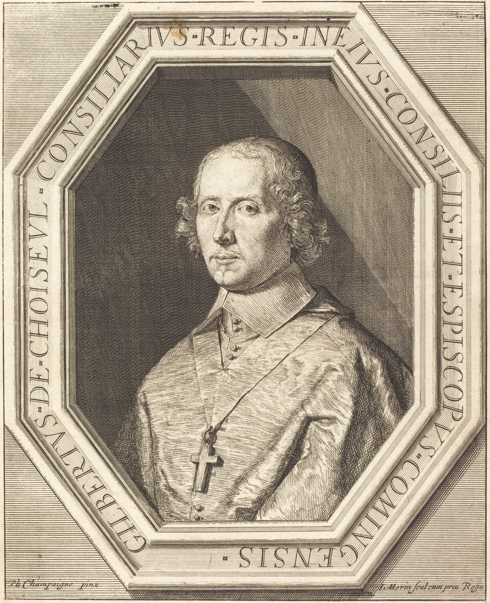 Gilbert de Choiseul du Plessis Praslin by Jean Morin after Philippe de Champaigne (French, c. 1600 - 1650), 16X12"(A3)Poster Print
