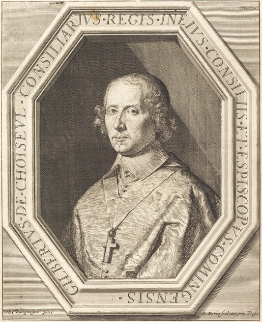Gilbert de Choiseul du Plessis Praslin by Jean Morin after Philippe de Champaigne (French, c. 1600 - 1650), 16X12"(A3)Poster Print