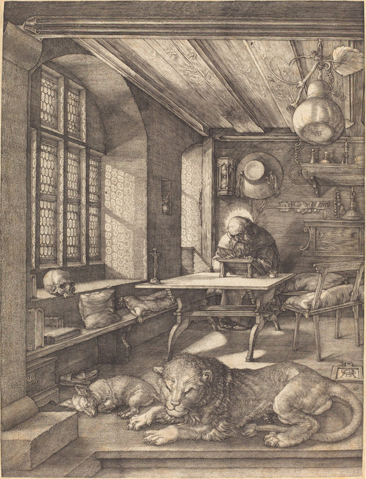 Saint Jerome in His Study by Albrecht Dürer (German, 1471 - 1528), 16X12"(A3)Poster Print