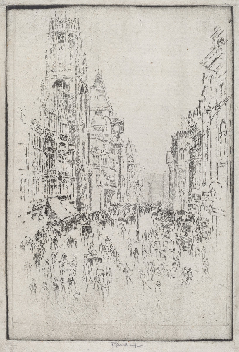 St. Dunstan's, Fleet Street by Joseph Pennell (American, 1857 - 1926), 16X12"(A3)Poster Print