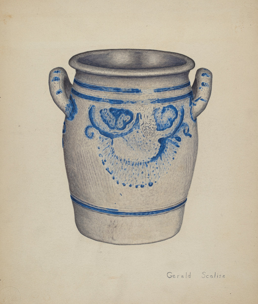 Gray Pottery Jar by Gerald Scalise (American, active c. 1935), 16X12"(A3)Poster Print