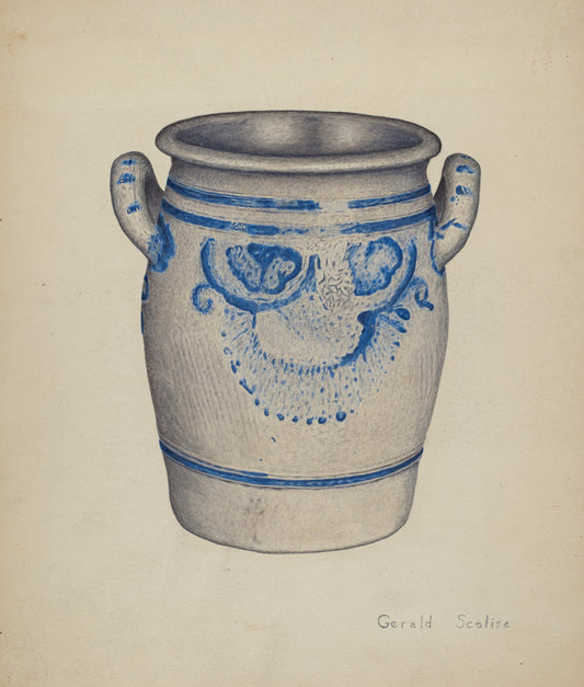 Gray Pottery Jar by Gerald Scalise (American, active c. 1935), 16X12"(A3)Poster Print