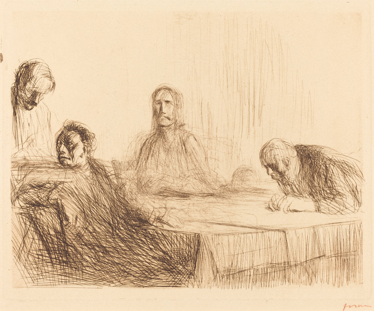 The Supper at Emmaus (second plate) by Jean-Louis Forain (French, 1852 - 1931), 16X12"(A3)Poster Print