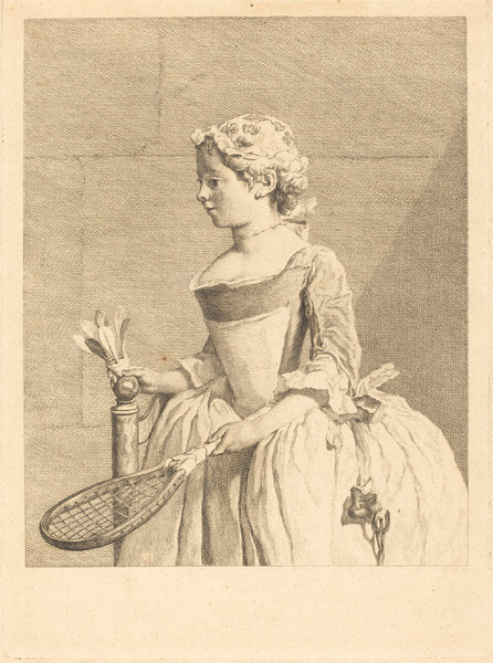 Jeune fille au volant (Jeune fille a la raguette) by Bernard Lepicie after Jean Siméon Chardin (French, 1698 - 1755), 16X12"(A3)Poster Print