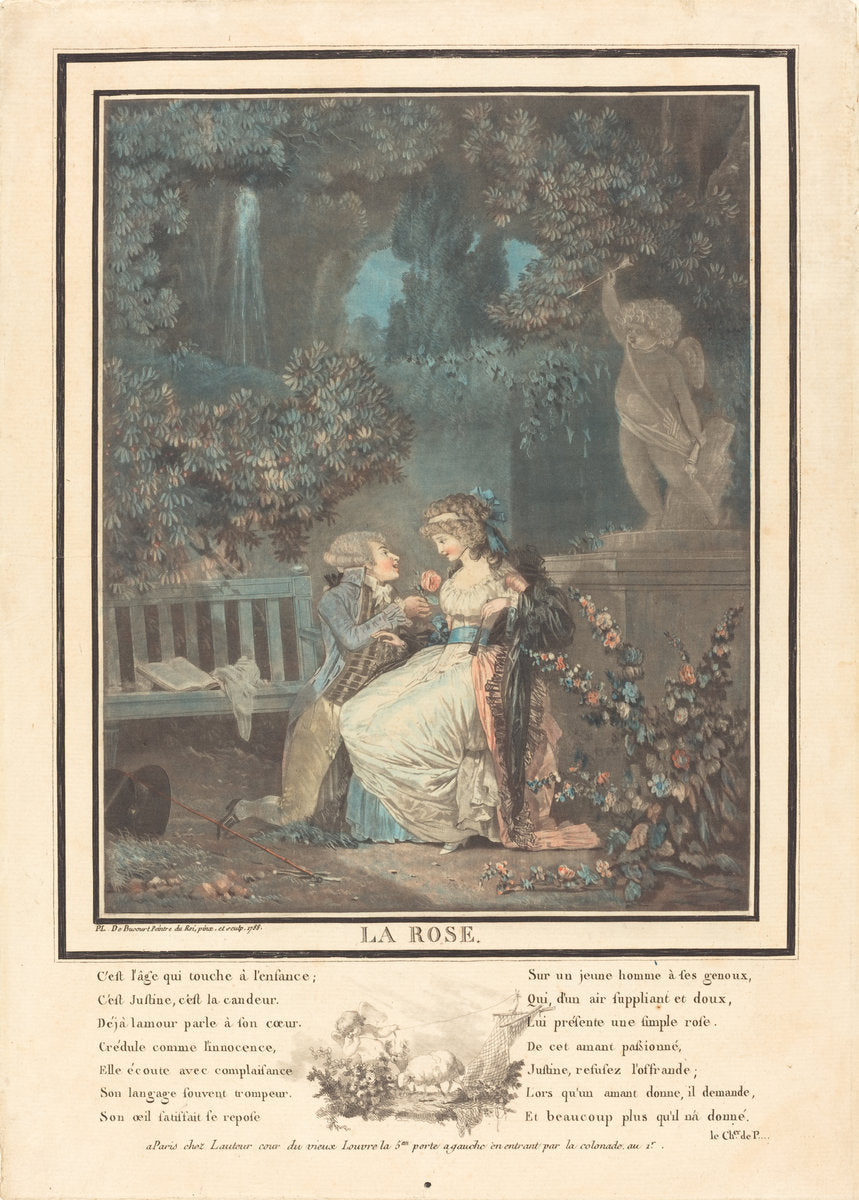 La Rose by Philibert-Louis Debucourt (French, 1755 - 1832), 16X12"(A3)Poster Print