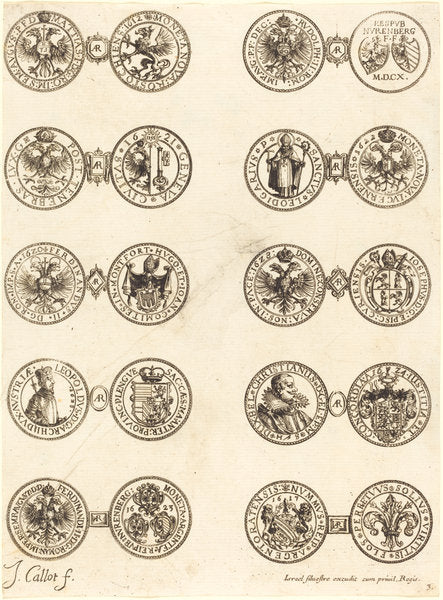 Coins [plate 3] by Jacques Callot (French, 1592 - 1635), 16X12"(A3)Poster Print