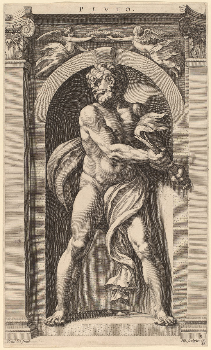 Pluto by Hendrik Goltzius after Polidoro da Caravaggio (Dutch, 1558 - 1617), 16X12"(A3)Poster Print