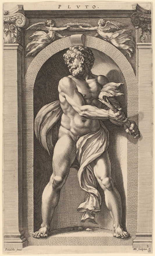 Pluto by Hendrik Goltzius after Polidoro da Caravaggio (Dutch, 1558 - 1617), 16X12"(A3)Poster Print