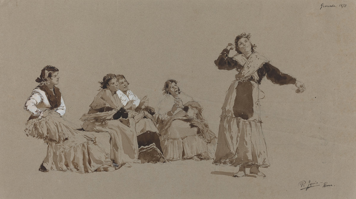 Spanish Dancers by Pio Joris (Italian, 1843 - 1921), 16X12"(A3)Poster Print