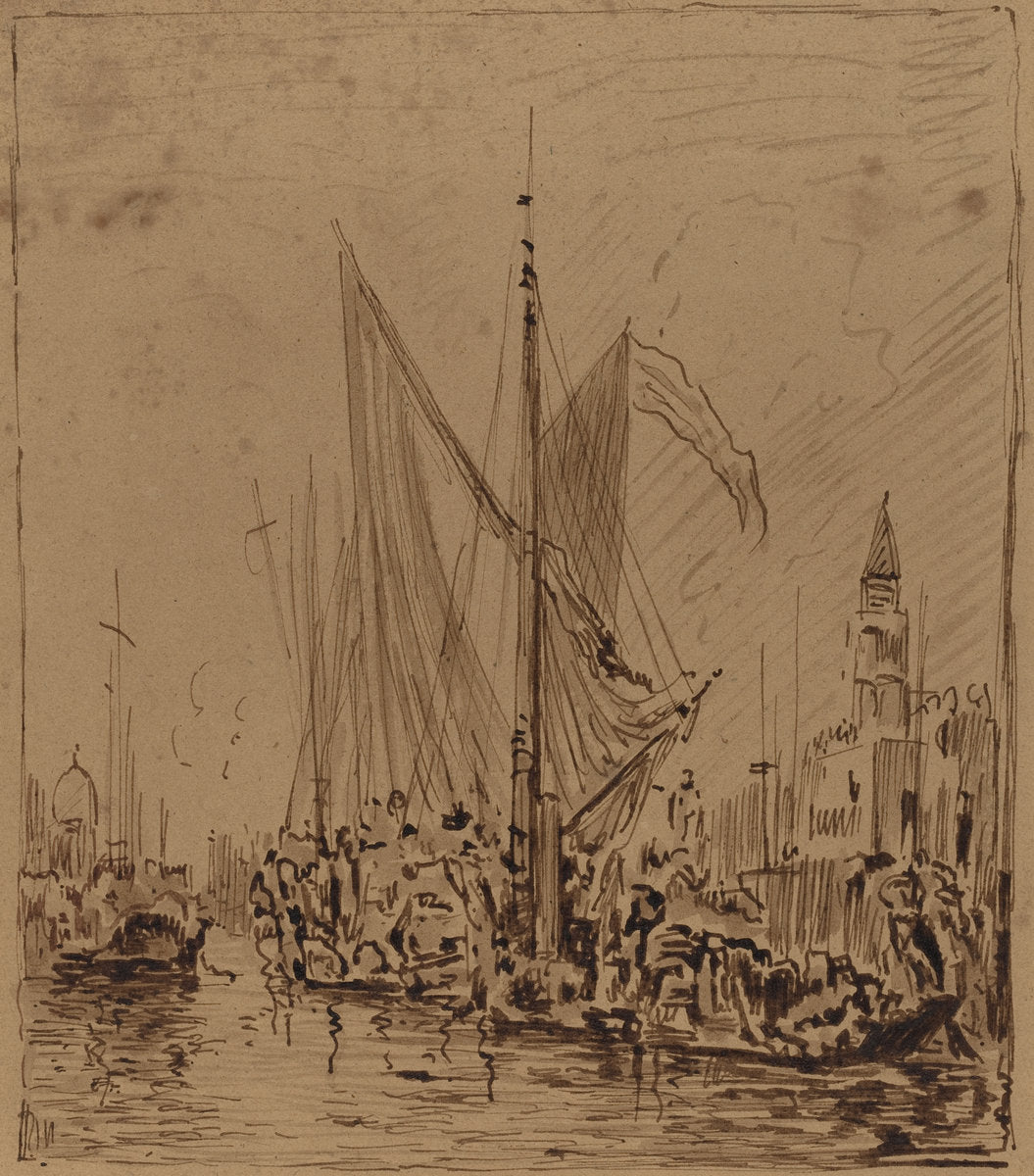 Boats and Gondolas before the Piazza San Marco by Félix Ziem (French, 1821 - 1911), 16X12"(A3)Poster Print