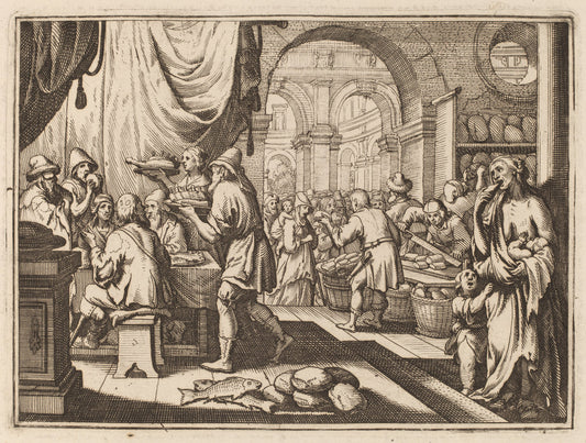 Feeding the Hungry by Conrad Meyer (Swiss, 1618 - 1689), 16X12"(A3)Poster Print