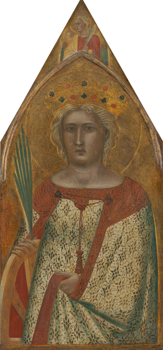 Saint Catherine of Alexandria, with an Angel [right panel] by Pietro Lorenzetti (Sienese, active 1306 - 1345), 16X12"(A3)Poster Print
