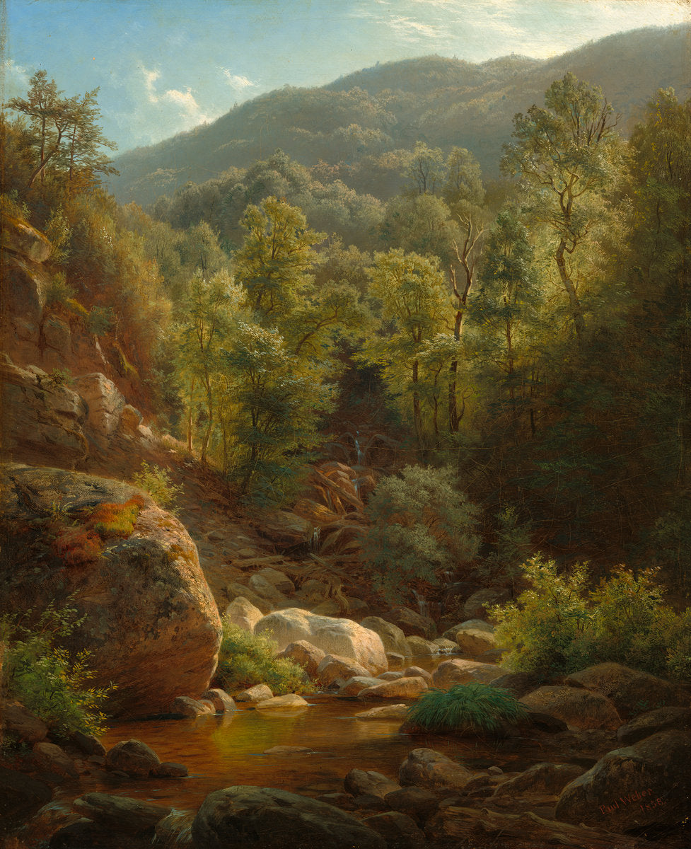 Scene in the Catskills by Paul Weber (American, born Germany, 1823 - 1916), 16X12"(A3)Poster Print