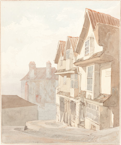 Street with Buildings by Attributed to Robert Dixon (British, 1780 - 1815), 16X12"(A3)Poster Print