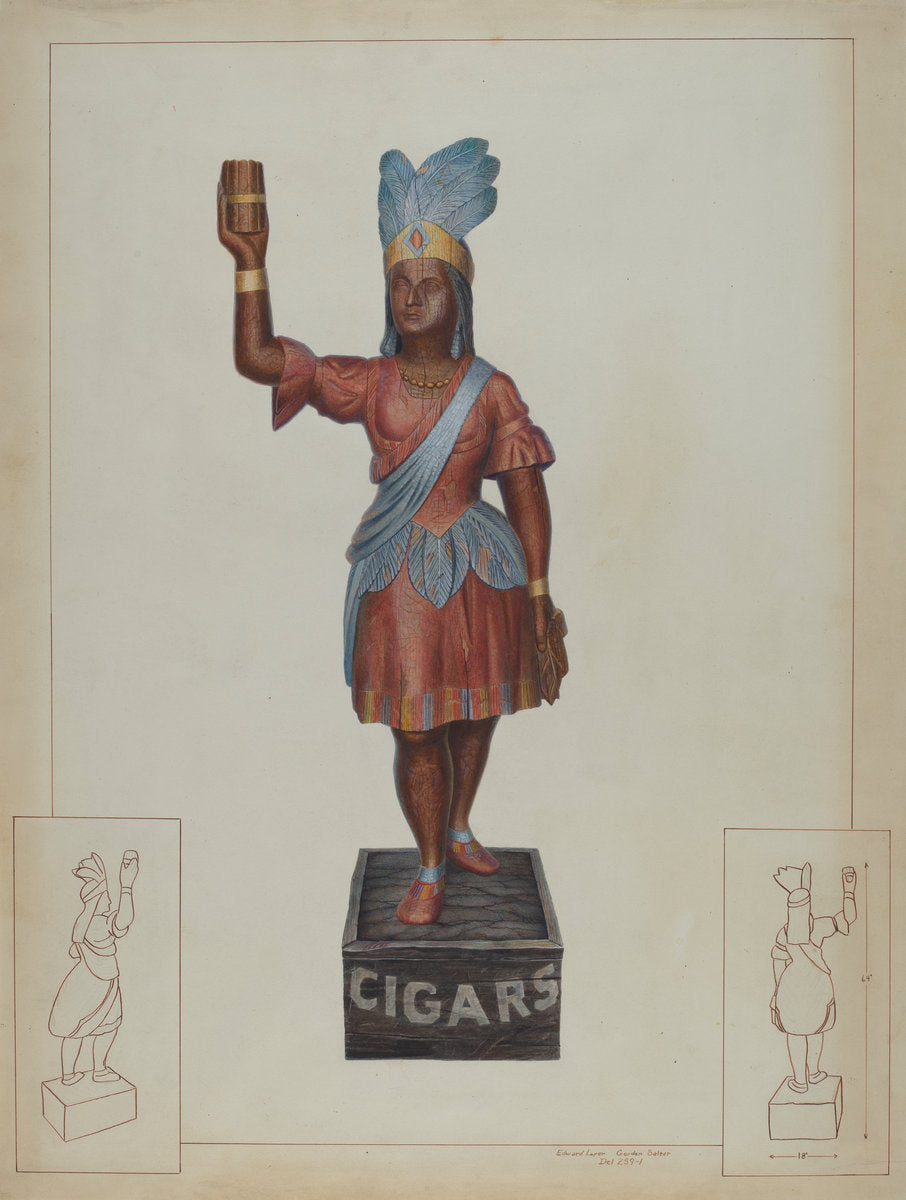 Cigar Store Indian by Edward L. Loper and Gordon Saltar (American, active c. 1935), 16X12"(A3)Poster Print