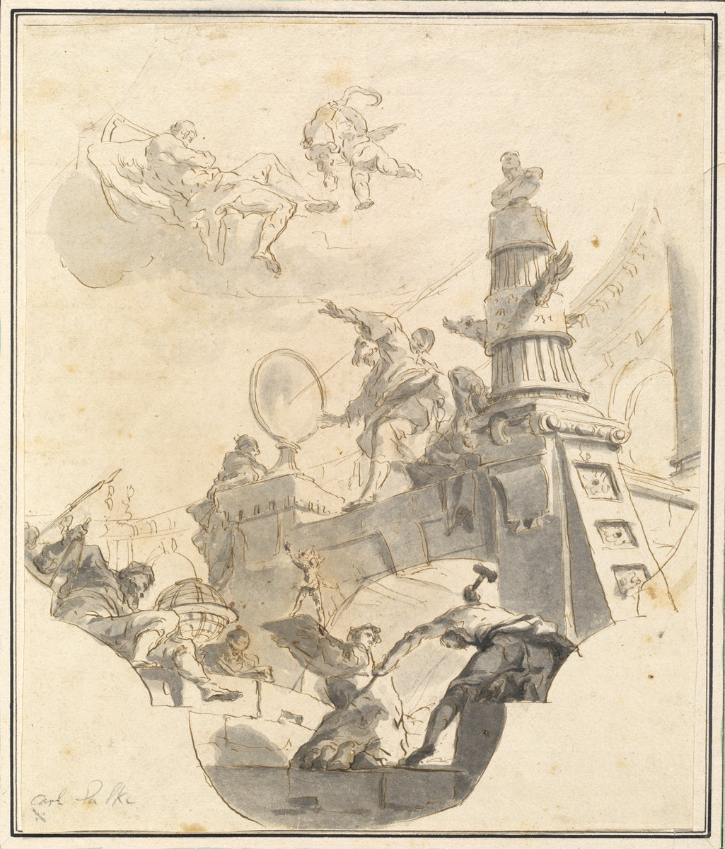 An Allegory of Wisdom and the Arts by Franz Karl Palko (Czech, 1724 - 1767/1770), 16X12"(A3)Poster Print