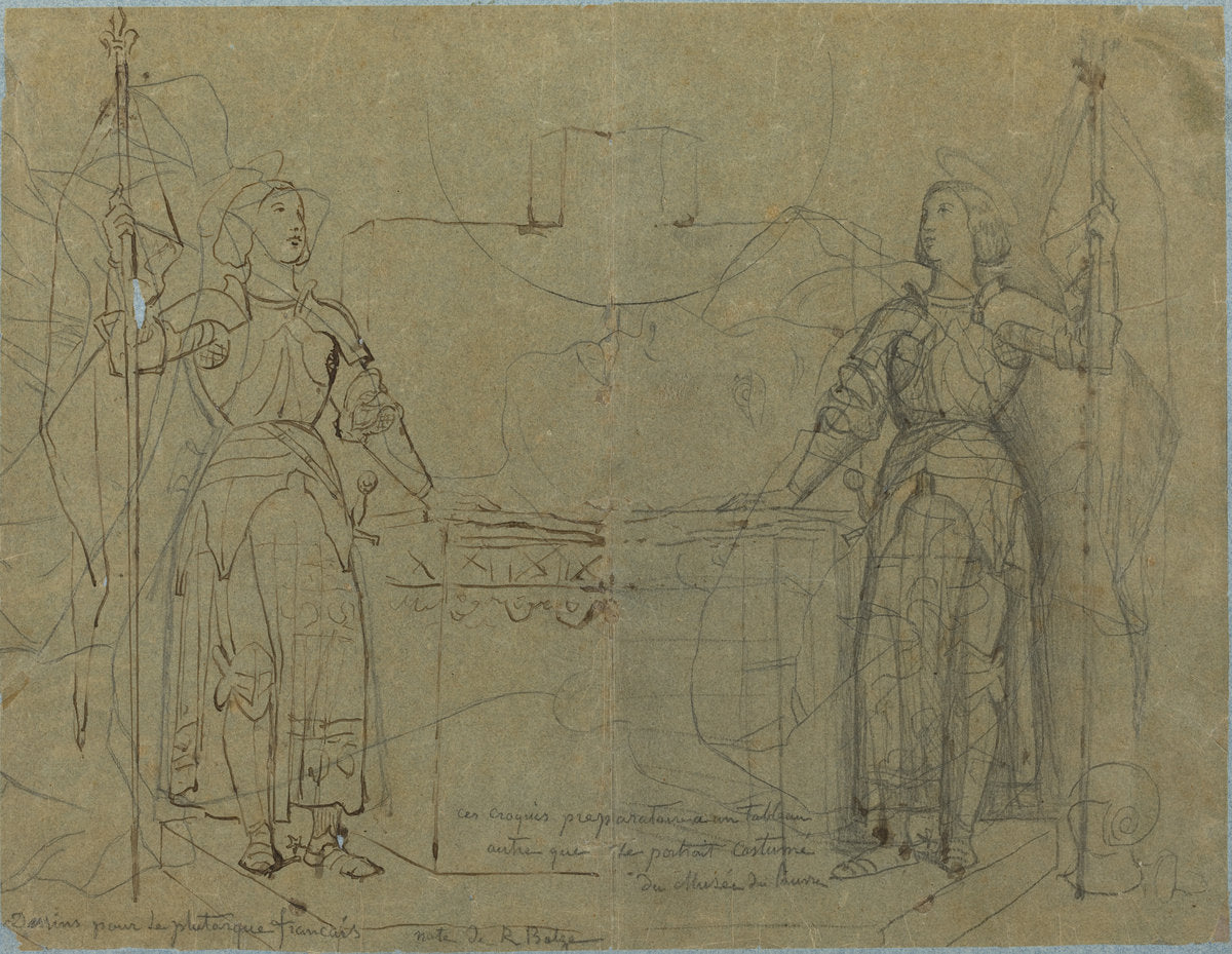 Joan of Arc Standing at the Altar at Reims Cathedral by Jean-Auguste-Dominique Ingres (French, 1780 - 1867), 16X12"(A3)Poster Print
