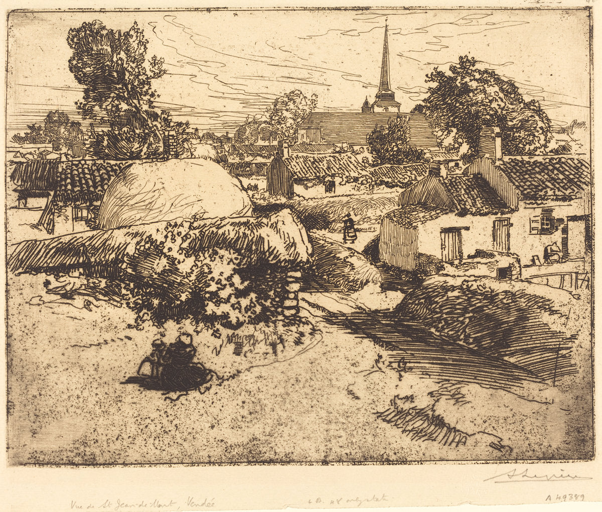 View of St.-Jean-de-Mont, Vendee (Vue de St.-Jean-de-Mont, Vendee) by Auguste Lepère (French, 1849 - 1918), 16X12"(A3)Poster Print