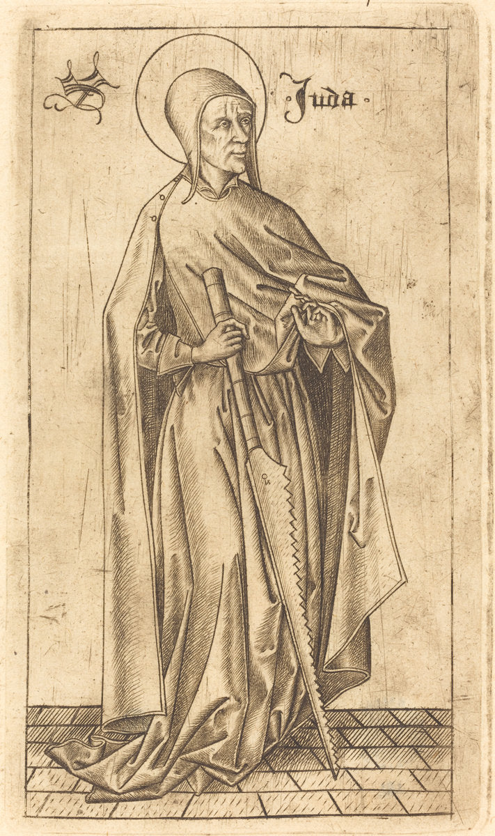 Saint Judas Thaddeus by Israhel van Meckenem after Master E.S. (German, c. 1445 - 1503), 16X12"(A3)Poster Print