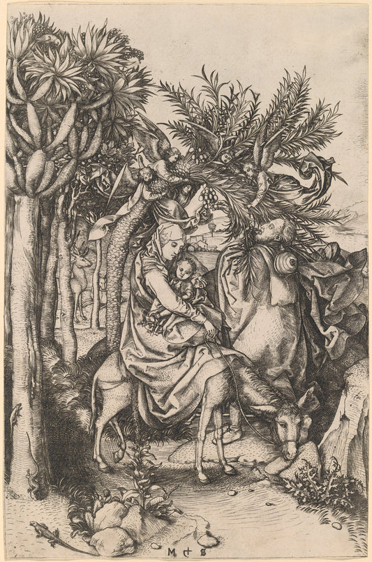 The Flight into Egypt by Martin Schongauer (German, c. 1450 - 1491), 16X12"(A3)Poster Print