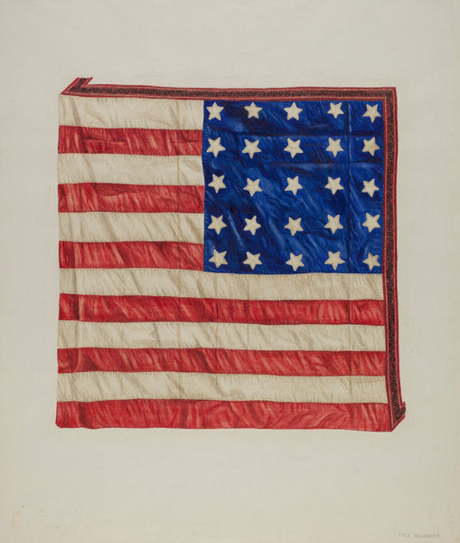 Quilt - Top Star and Flag Design by Fred Hassebrock (American, active c. 1935), 16X12"(A3)Poster Print