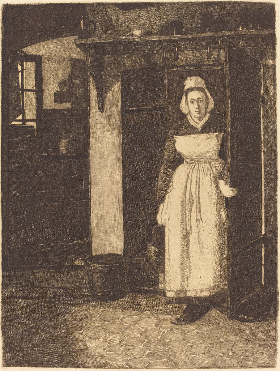 The Basement Door (La Sortie de Cave) by François Bonvin (French, 1817 - 1887), 16X12"(A3)Poster Print