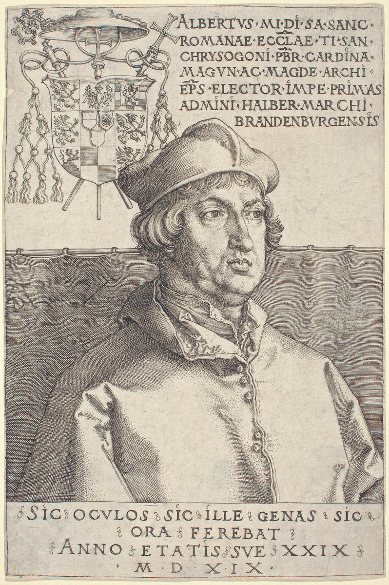 Cardinal Albrecht of Brandenburg ("Small Cardinal") by Albrecht Dürer (German, 1471 - 1528), 16X12"(A3)Poster Print