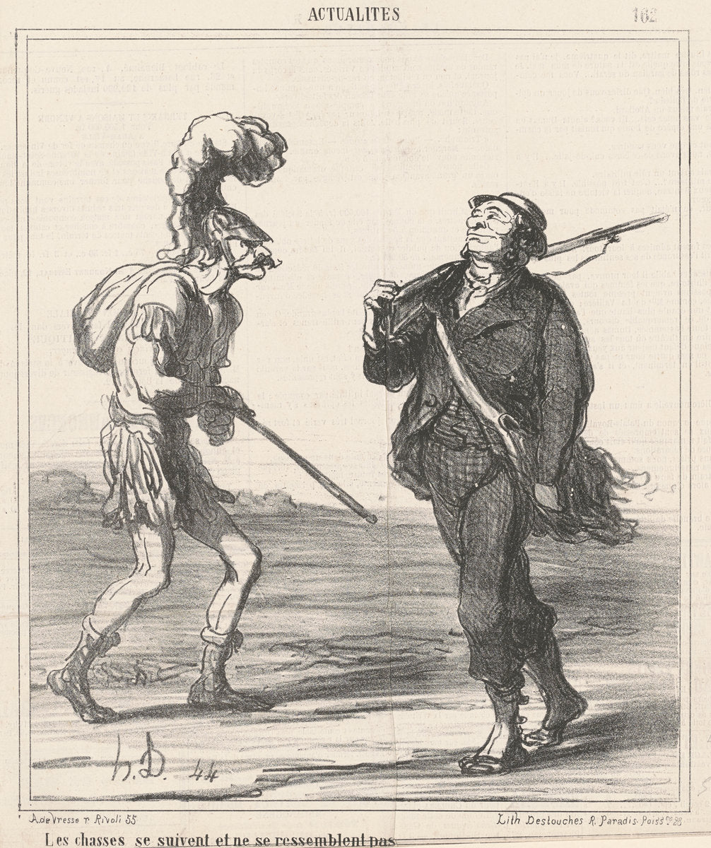 Les chasses ... ne se ressemblent pas by Honoré Daumier (French, 1808 - 1879), 16X12"(A3)Poster Print