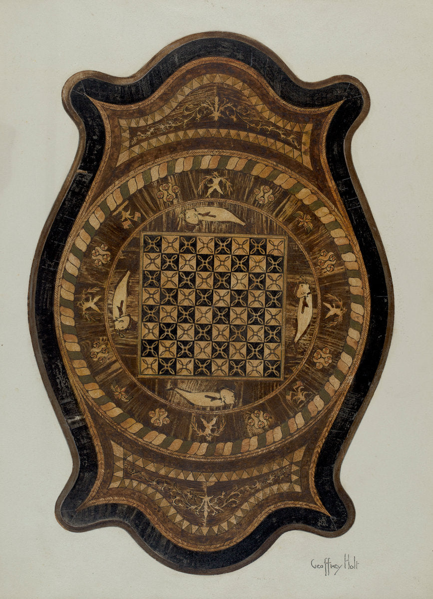 Marquetry Table: Showing Inlay Top by Geoffrey Holt (American, active c. 1935), 16X12"(A3)Poster Print
