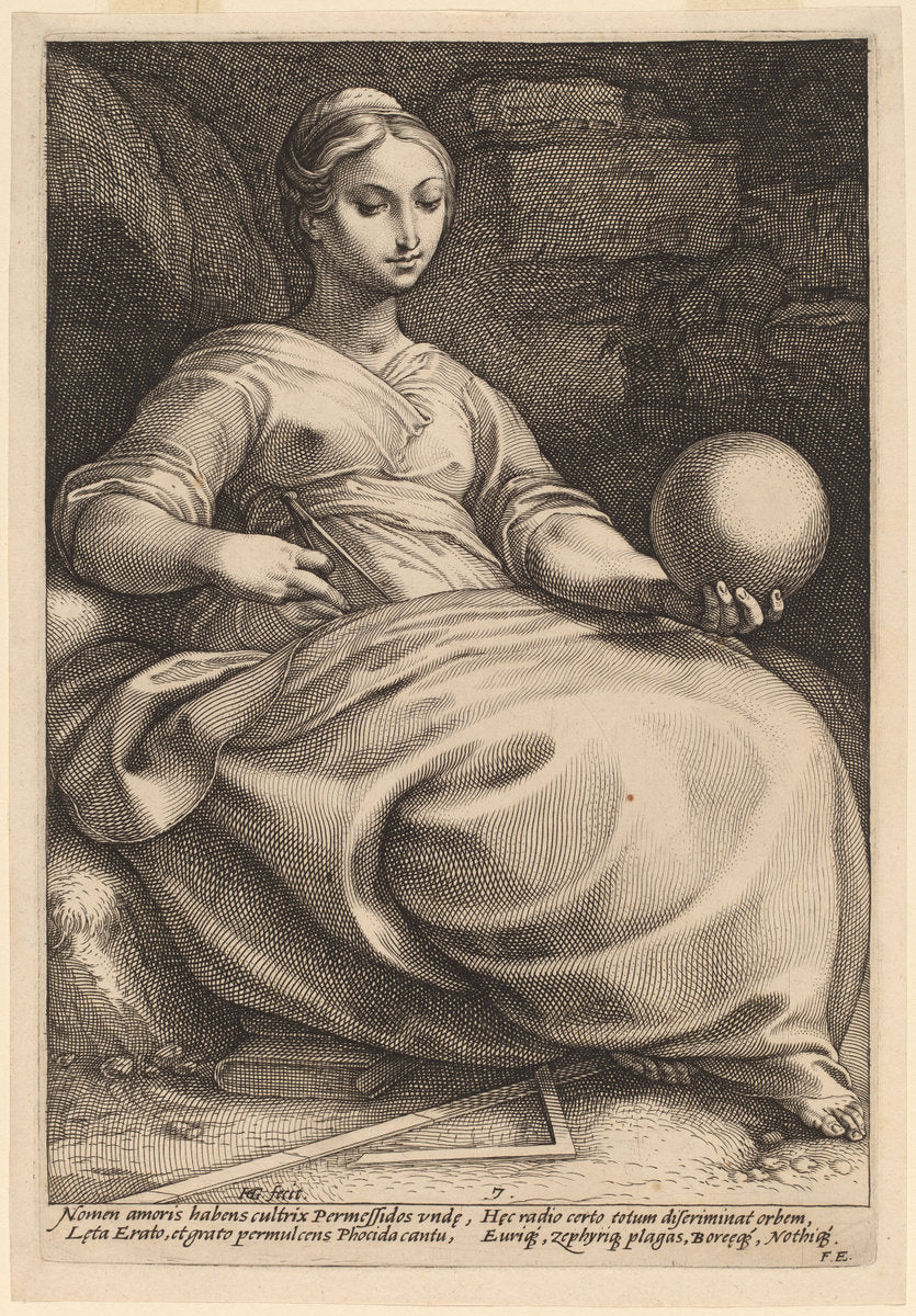 Erato by Hendrik Goltzius (Dutch, 1558 - 1617), 16X12"(A3)Poster Print