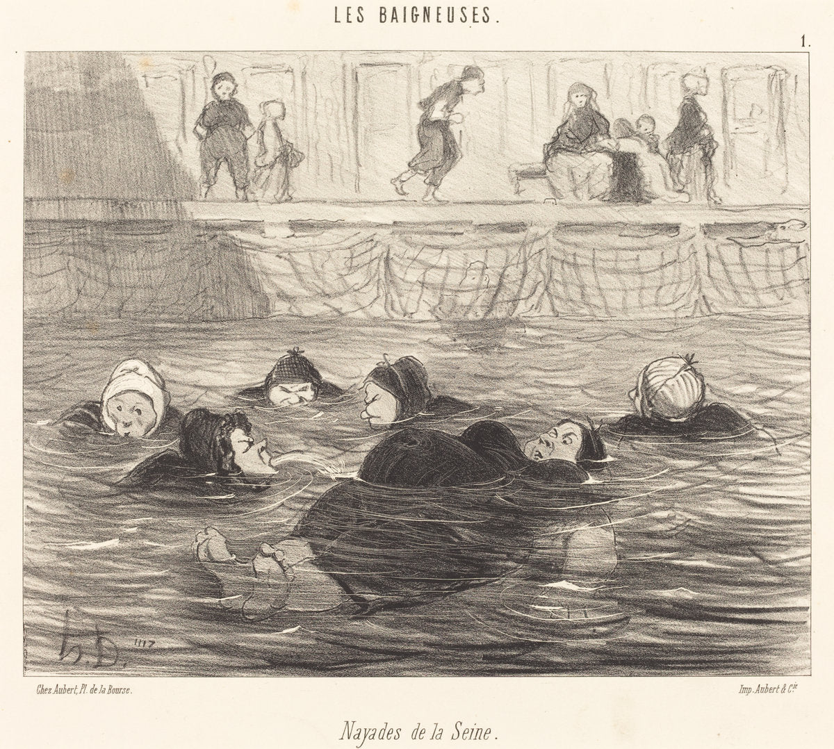 Nayades de la Seine (Sea Nymphs of the Seine) by Honoré Daumier (French, 1808 - 1879), 16X12"(A3)Poster Print