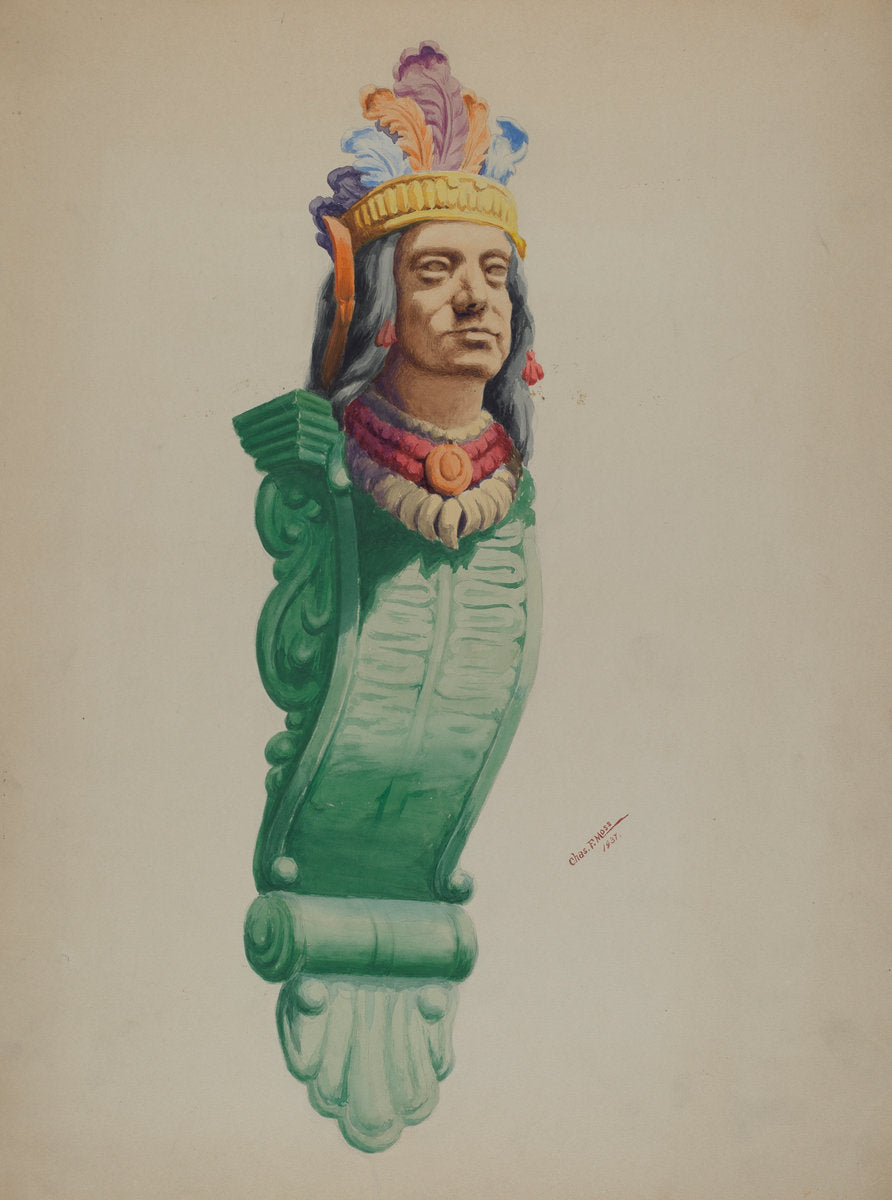 Iron Indian Head by Charles Moss (American, active c. 1935), 16X12"(A3)Poster Print