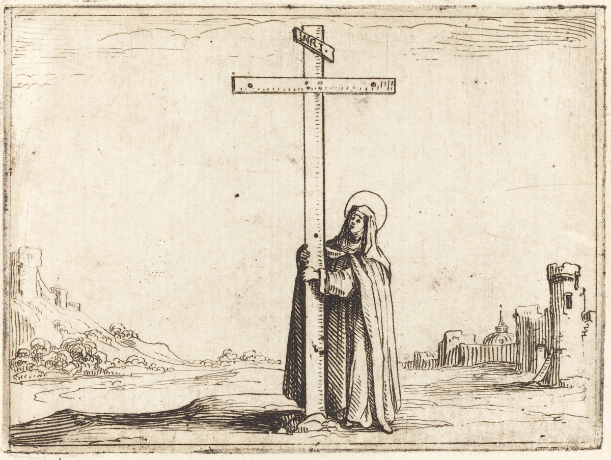 Nun Embracing the Holy Cross by Jacques Callot (French, 1592 - 1635), 16X12"(A3)Poster Print