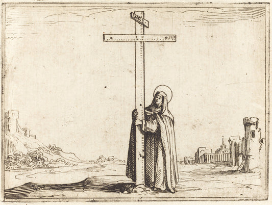 Nun Embracing the Holy Cross by Jacques Callot (French, 1592 - 1635), 16X12"(A3)Poster Print