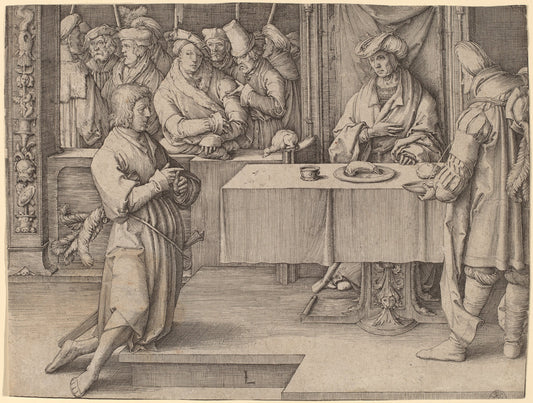 Joseph Interprets the Dreams of the Pharaoh by Lucas van Leyden (Netherlandish, 1489/1494 - 1533), 16X12"(A3)Poster Print