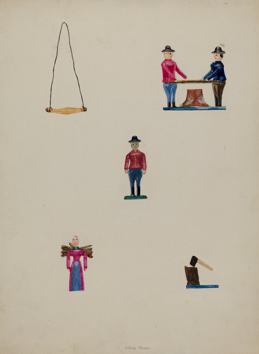 Miniature Lumber Camp by Alfonso Moreno (American, active c. 1935), 16X12"(A3)Poster Print