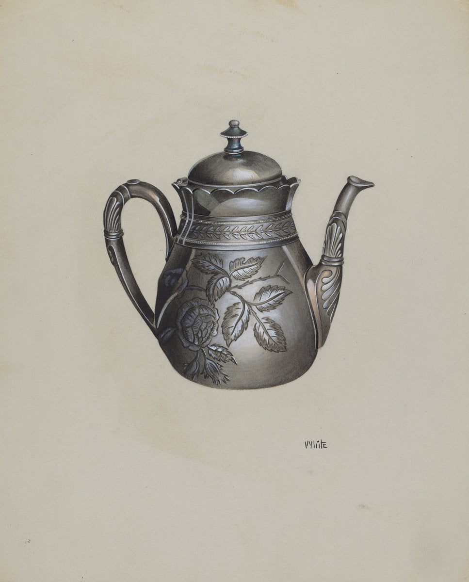 Silver Teapot by Edward White (American, active c. 1935), 16X12"(A3)Poster Print