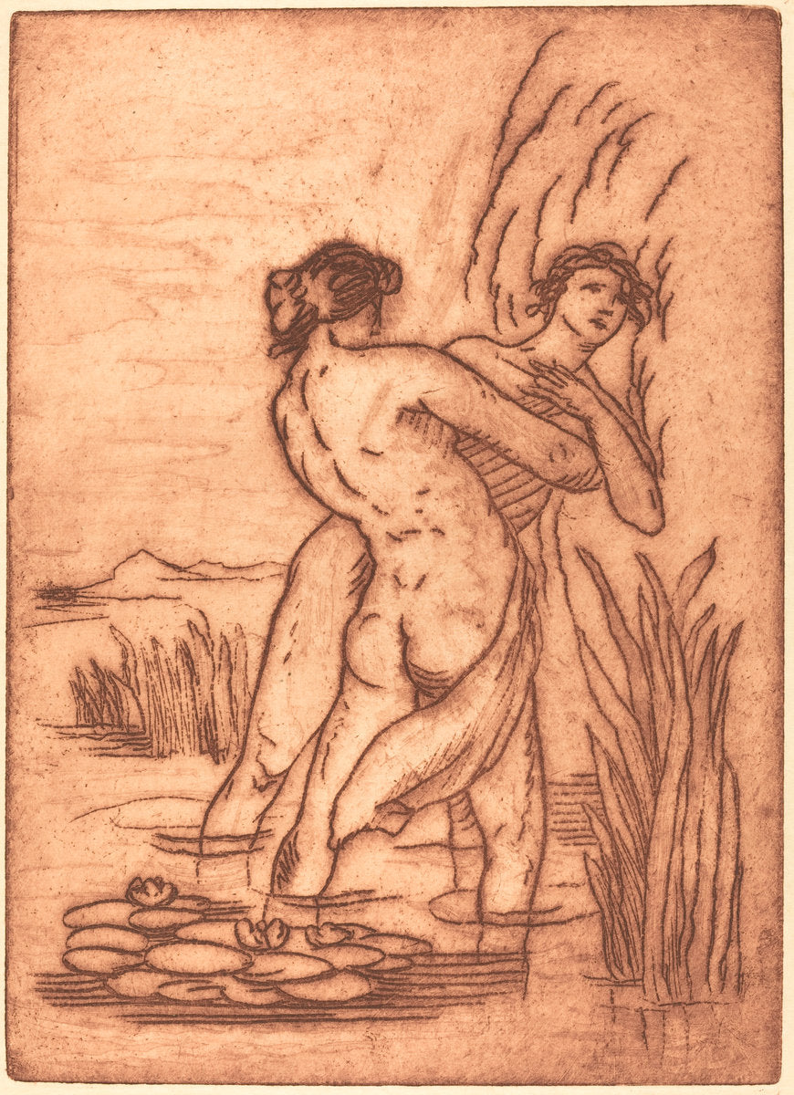 Couple Standing in Water by Emile Bernard (French, 1868 - 1941), 16X12"(A3)Poster Print