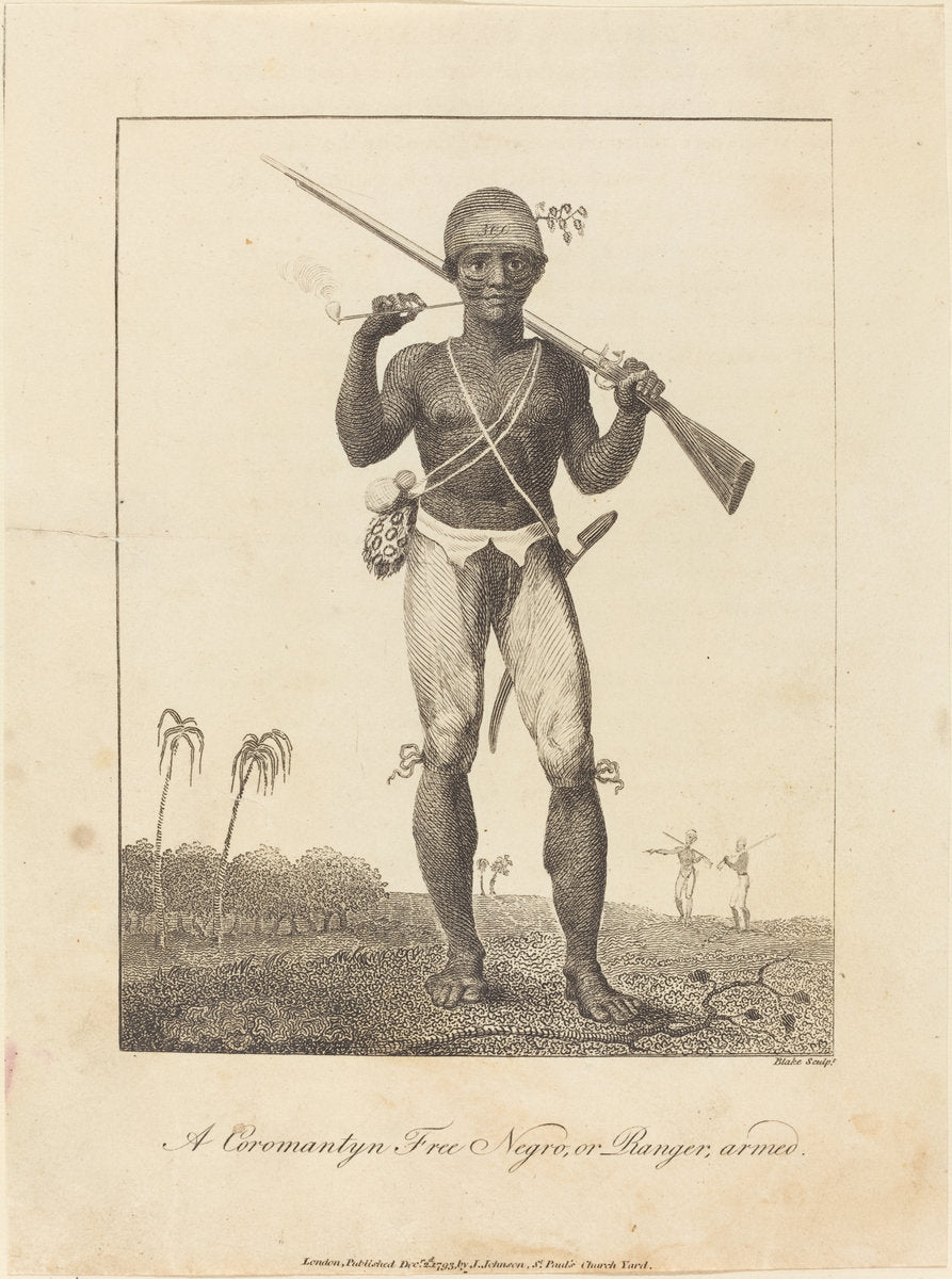 A Coromantyn Free Negro, or Ranger, armed by William Blake after John Gabriel Stedman (British, 1757 - 1827), 16X12"(A3)Poster Print