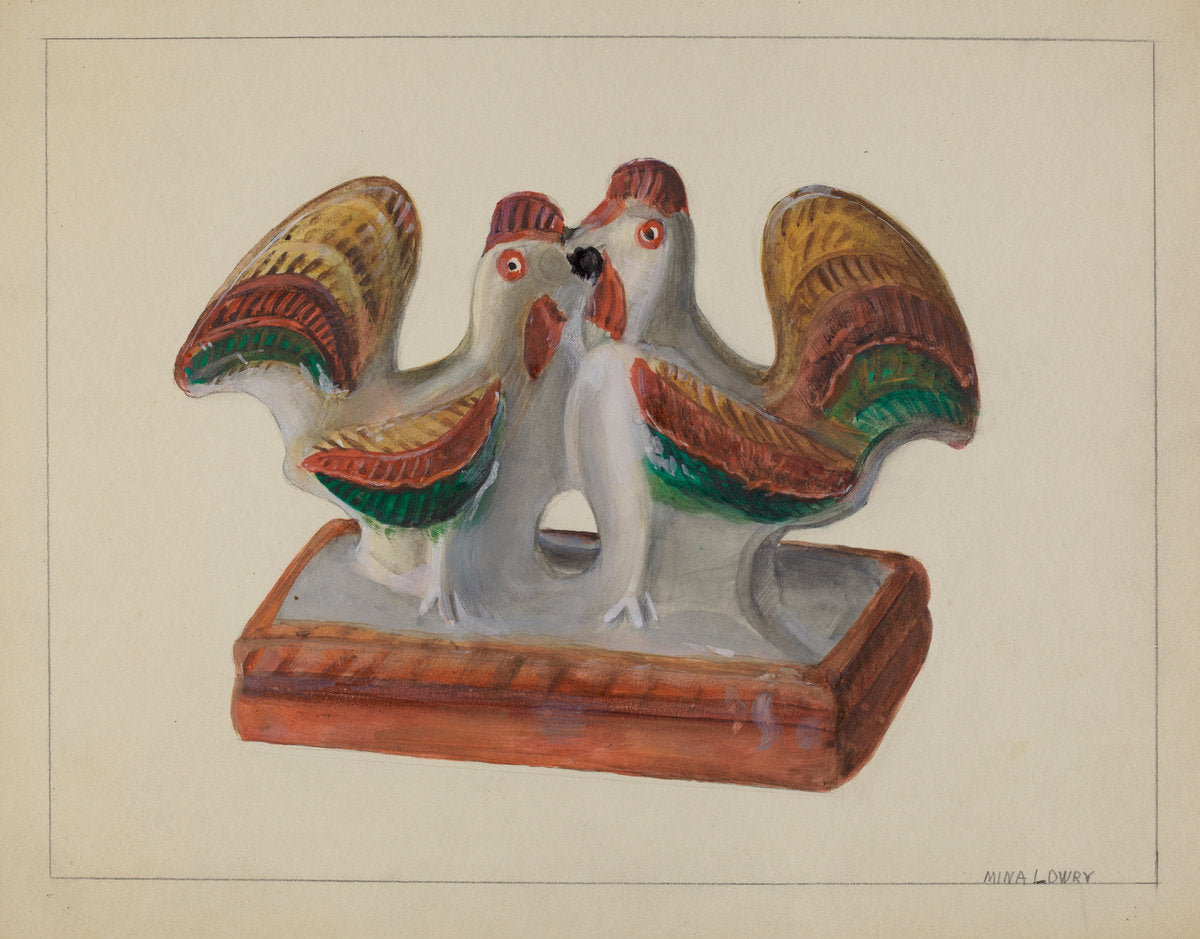 Chalkware Roosters by Mina Lowry (American, 1894 - 1942), 16X12"(A3)Poster Print