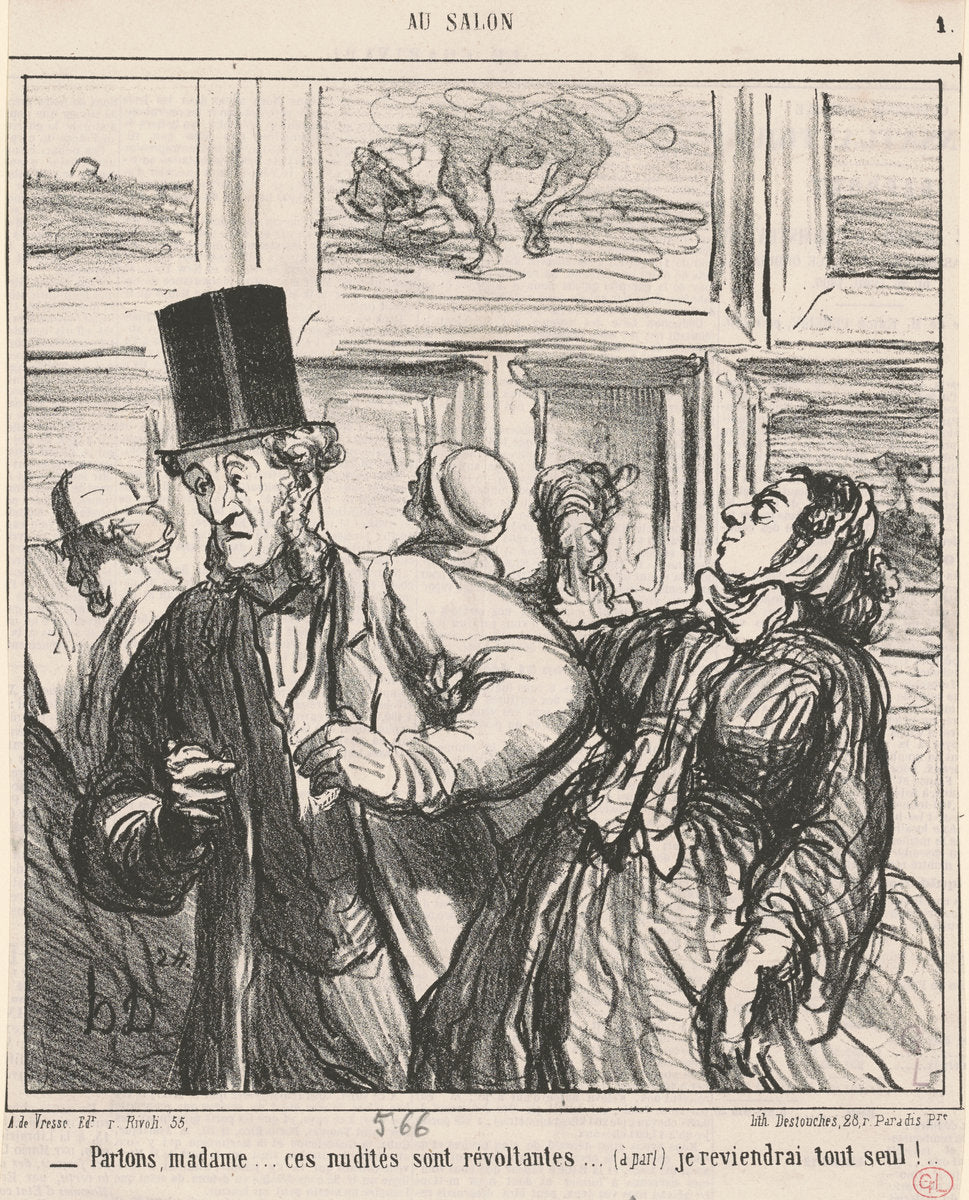 Parlons, Madame...ces nudités sont révoltantes... by Honoré Daumier (French, 1808 - 1879), 16X12"(A3)Poster Print