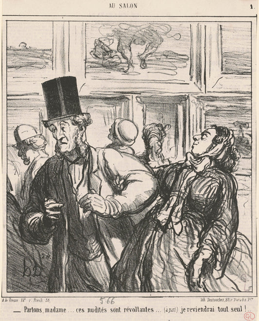 Parlons, Madame...ces nudités sont révoltantes... by Honoré Daumier (French, 1808 - 1879), 16X12"(A3)Poster Print