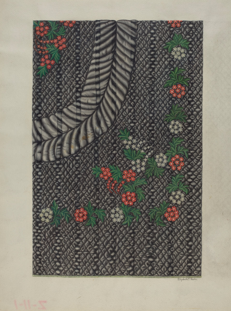 Quilt by Elizabeth T. Reike (American, active c. 1935), 16X12"(A3)Poster Print