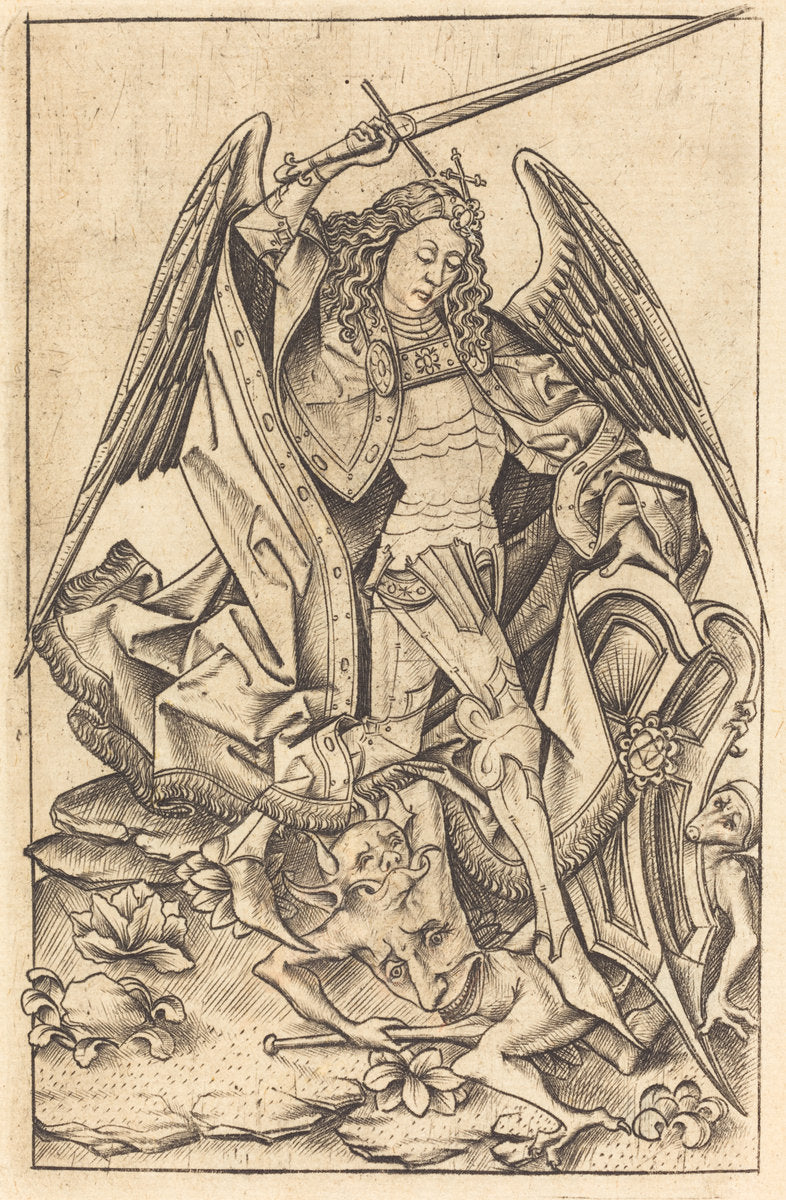 Saint Michael by Israhel van Meckenem (German, c. 1445 - 1503), 16X12"(A3)Poster Print