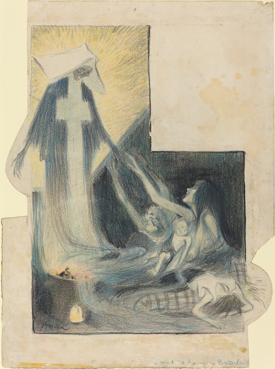 La mort des pauvres-Baudelaire by Théophile Alexandre Steinlen (Swiss, 1859 - 1923), 16X12"(A3)Poster Print