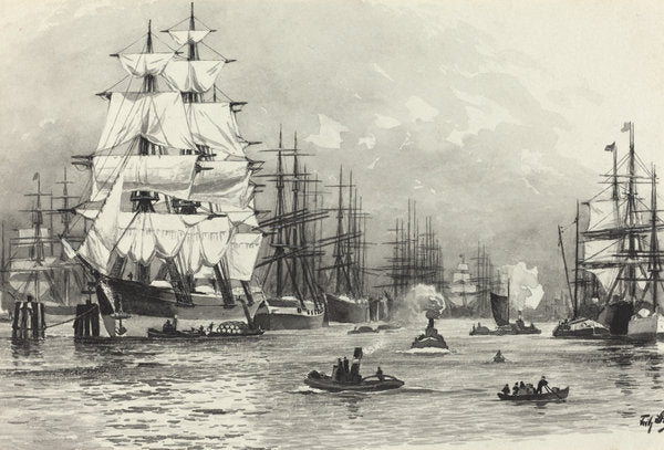Segelschiff-Hafen by Fritz Stoltenberg (German, 1855 - 1921), 16X12"(A3)Poster Print