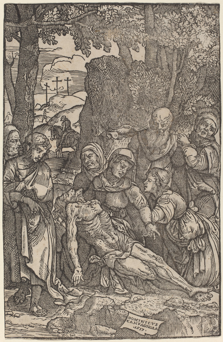 Lamentation of Christ by Domenico Campagnola (Italian, before 1500 - 1564), 16X12"(A3)Poster Print