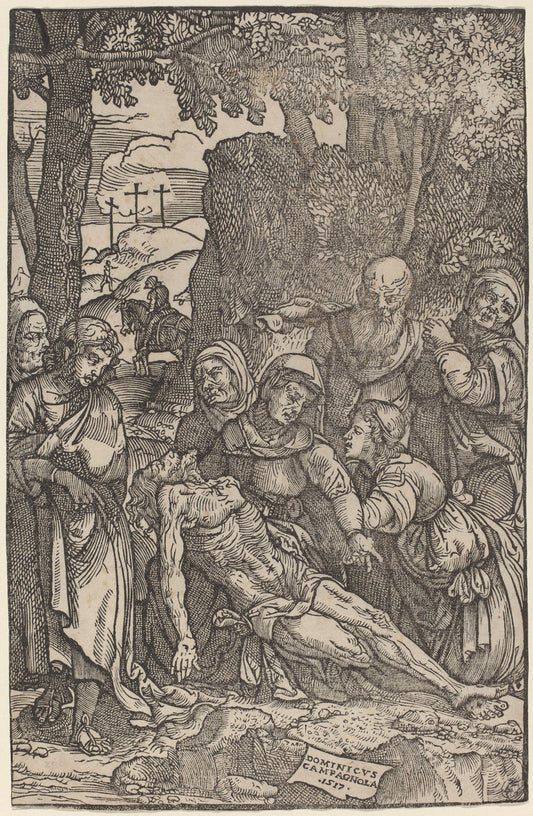 Lamentation of Christ by Domenico Campagnola (Italian, before 1500 - 1564), 16X12"(A3)Poster Print